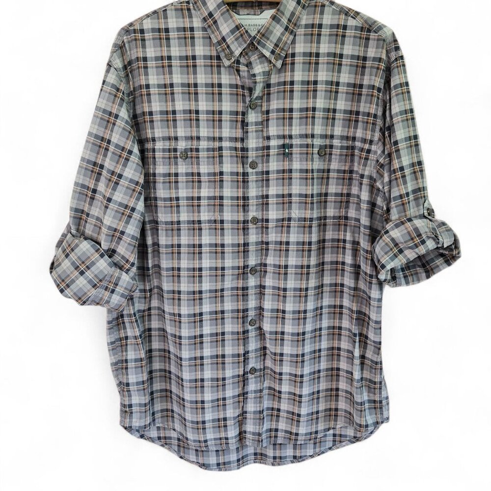 G.H. Bass & Co. Explorer Plaid Button-Up Shirt Brown/Blue Long Sleeve L - Picture 3 of 11